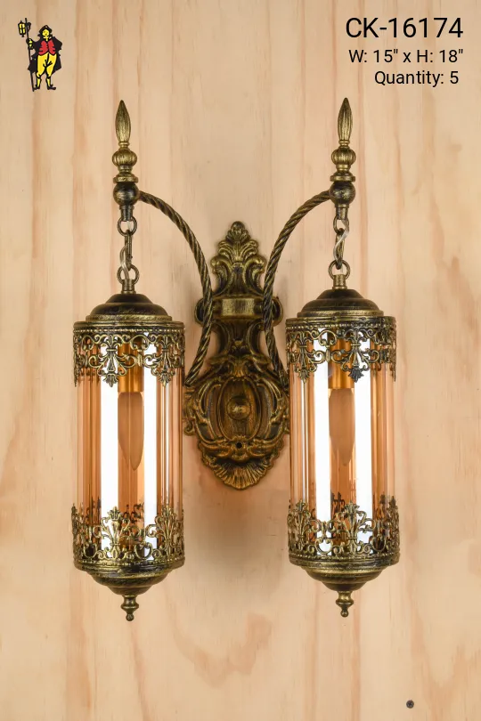 Distressed Brass Two Light Hanging Lantern