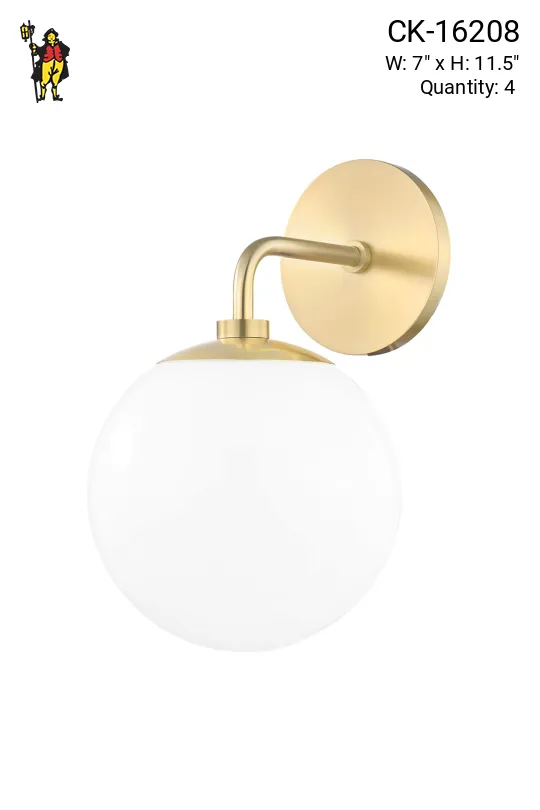 Brass One Light Wall Sconce w/Glass Globe