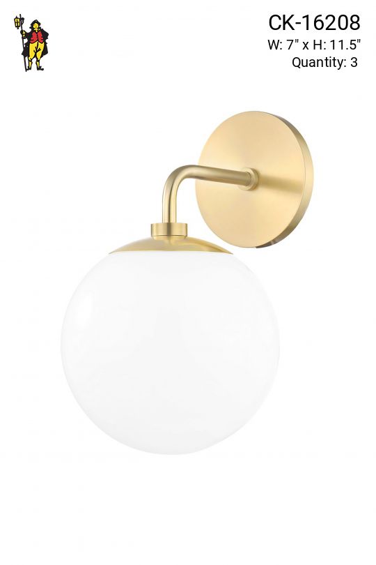 Brass One Light Wall Sconce w/Glass Globe