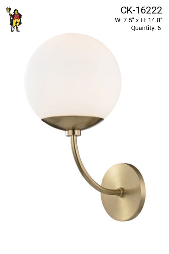 Antique Brass Single Up Light Wall Sconce w/Glass Globe