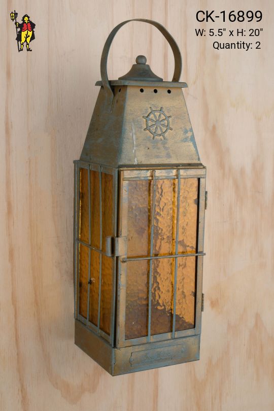 Nautical Wall Lantern w/Amber Glass