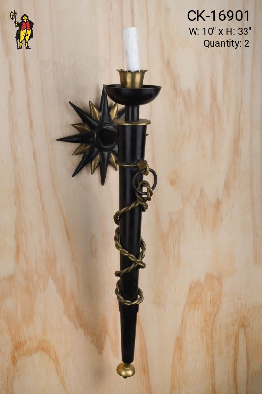 Black Medieval Torch Wall Sconce