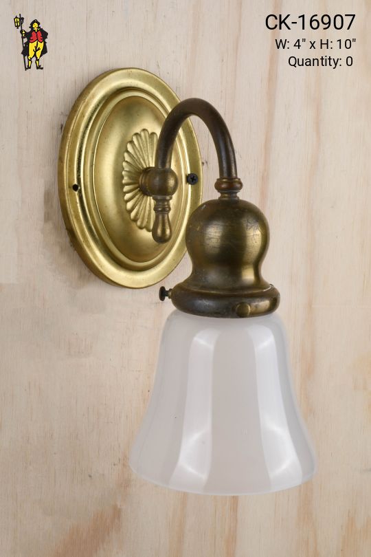 Brass Single Light Curved Arm Wall Sconce