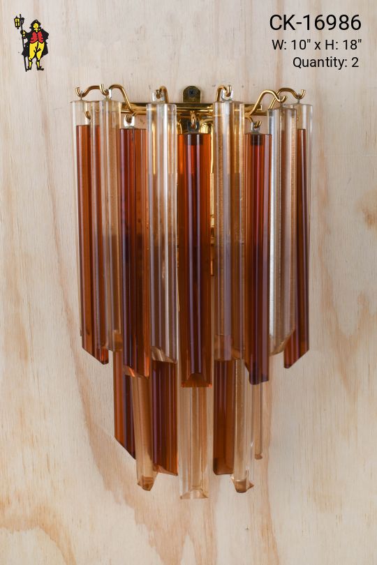 Brass & Clear/Amber Crystal Wall Sconce