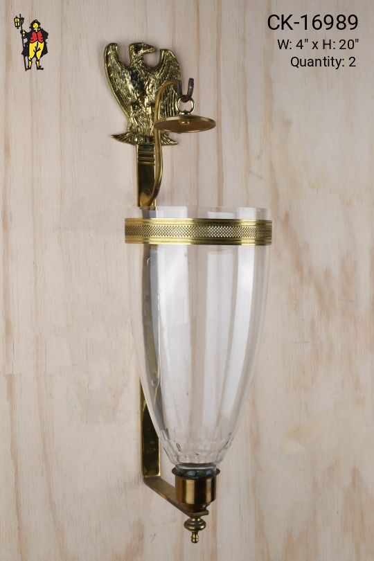 Brass Eagle Candle Holder w/Hurricane Shade