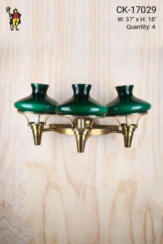 Antique Brass Three Candle Student Shaded Wall Sconce