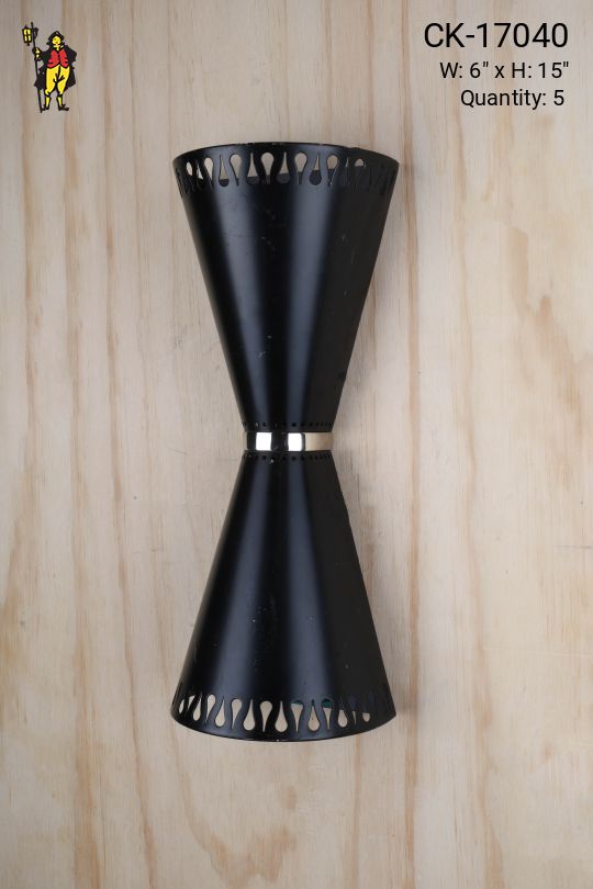 Black Pierced Metal Mid Century Modern Up Down Wall Sconce
