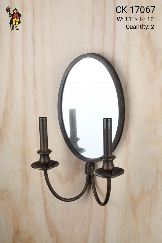 Bronze Two Candle Mirror Wall Sconce