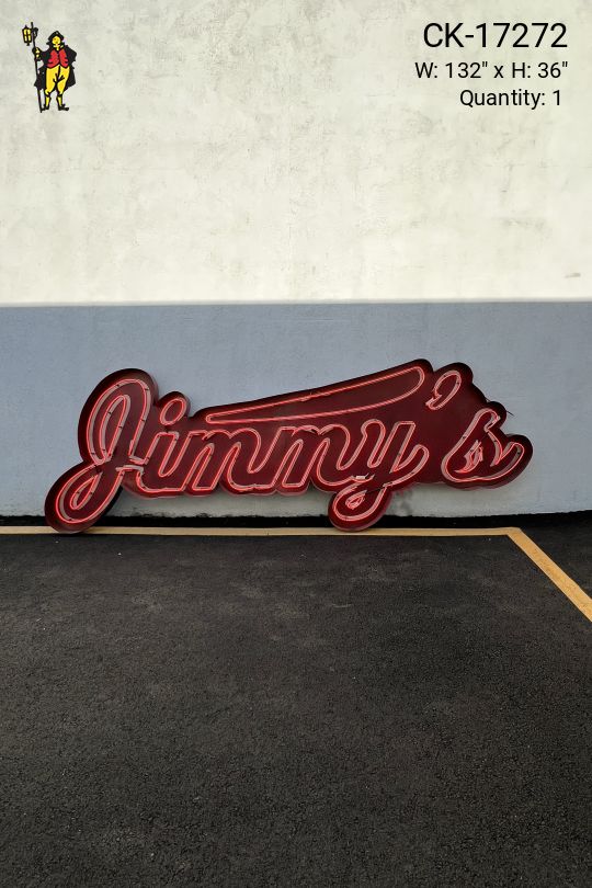 11' Red Neon "Jimmy's" Sign