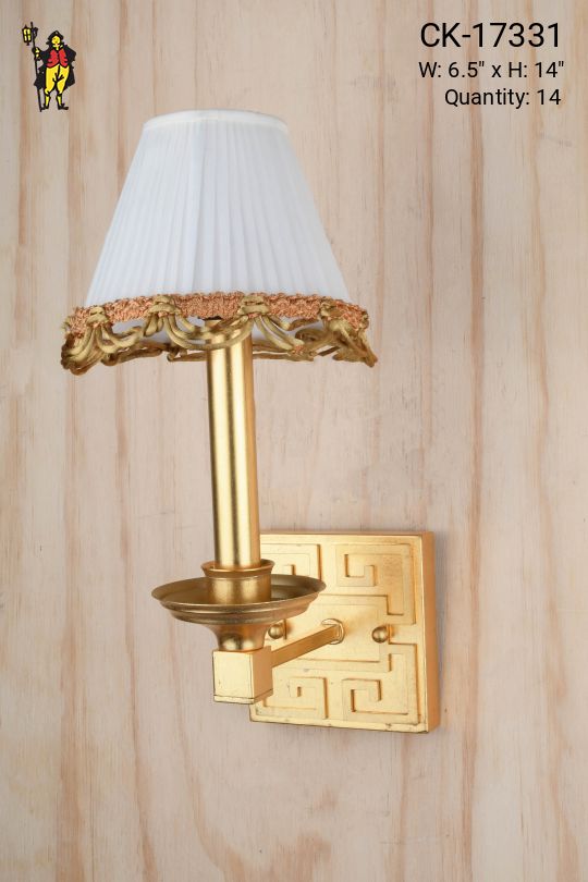 Brass Geometric Backplate Single Candle Wall Sconce