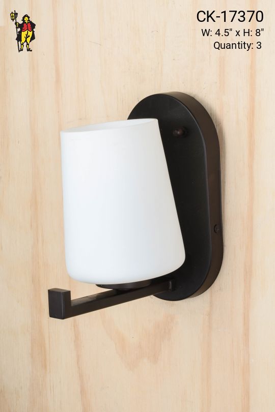 Glass Shaded Single Light Bronze Wall Sconce