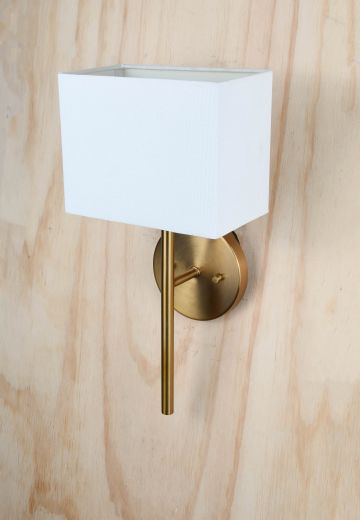 Satin Brass Square Fabric Shaded One Light Wall Sconce