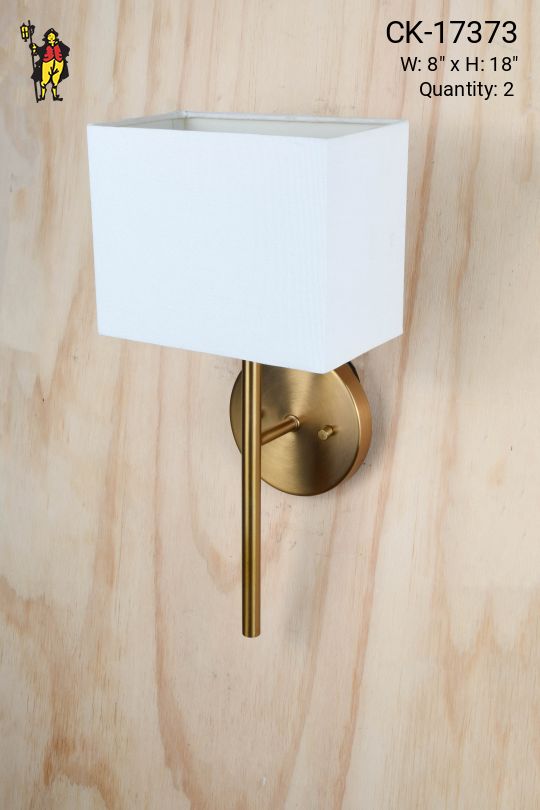 Satin Brass Square Fabric Shaded One Light Wall Sconce