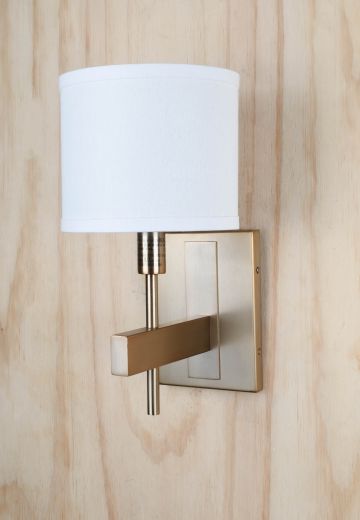 Brushed Brass Single Light Wall Sconce w/Fabric Shade