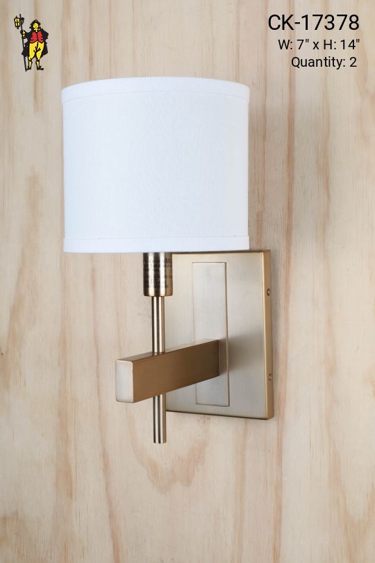 Brushed Brass Single Light Wall Sconce w/Fabric Shade