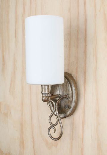 Glass Shaded Distressed Nickel Traditional One Light Wall Scone