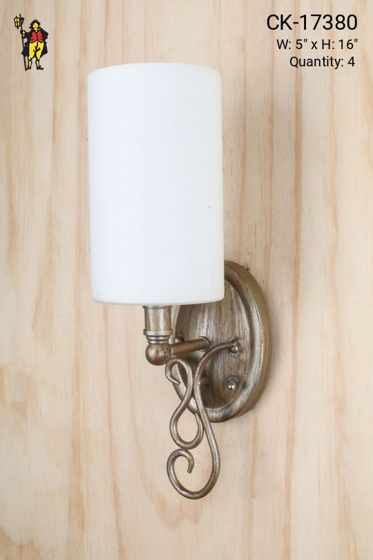 Glass Shaded Distressed Nickel Traditional One Light Wall Scone