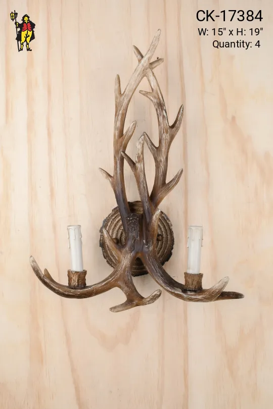 Two Candle Antler Wall Sconce