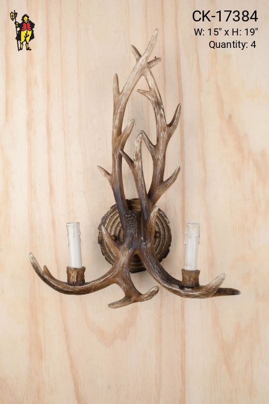Two Candle Antler Wall Sconce