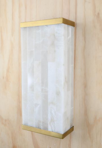 Marble & Brass Two Light Rectangular Wall Sconce