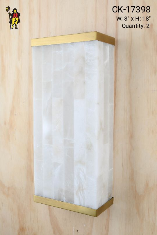 Alabaster & Brass Two Light Rectangular Wall Sconce