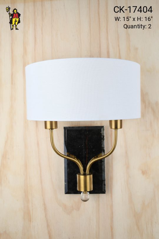 Distressed Mirrored Two Brass Light Wall Sconce