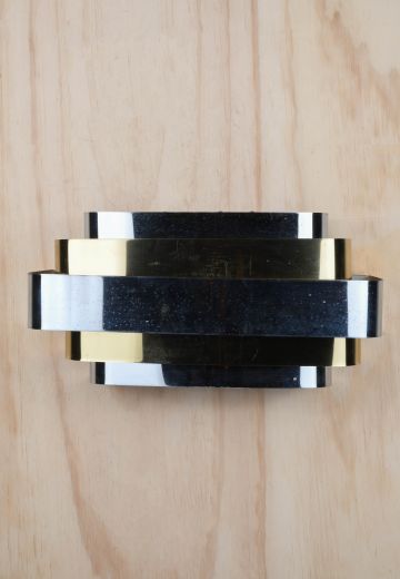 Chrome & Polished Brass Square Ring Wall Sconce