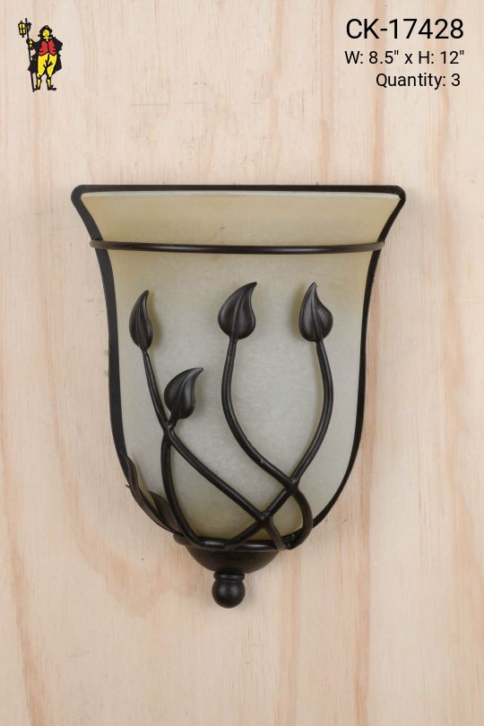 Bronze & Glass Floral Pocket Sconce