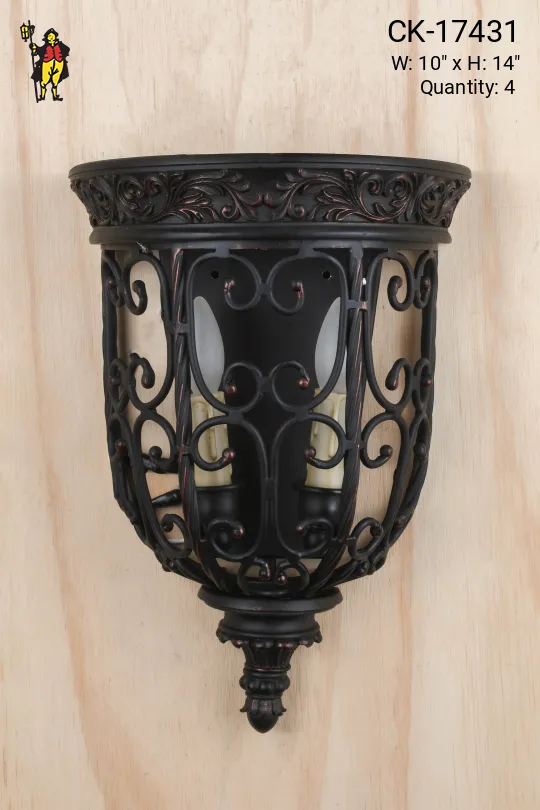 Bronze Gothic Two Candle Pocket Sconce