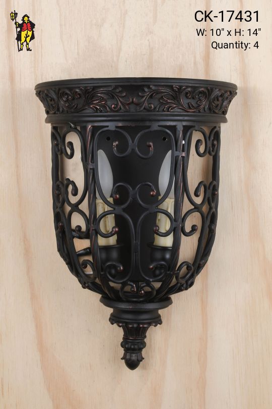 Bronze Gothic Two Candle Pocket Sconce