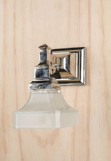 Nickel Down Light Glass Shaded Wall Sconce
