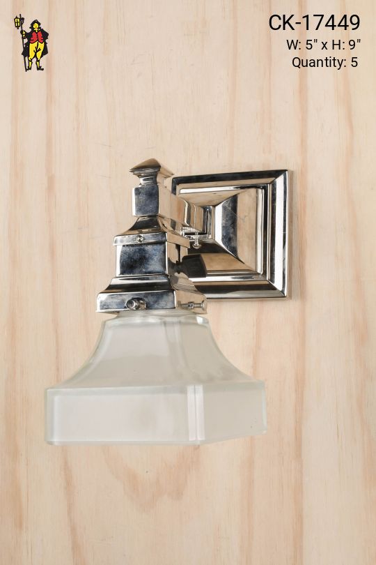 Nickel Down Light Glass Shaded Wall Sconce
