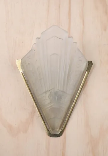 Brass & Molded Glass Deco Pocket Sconce