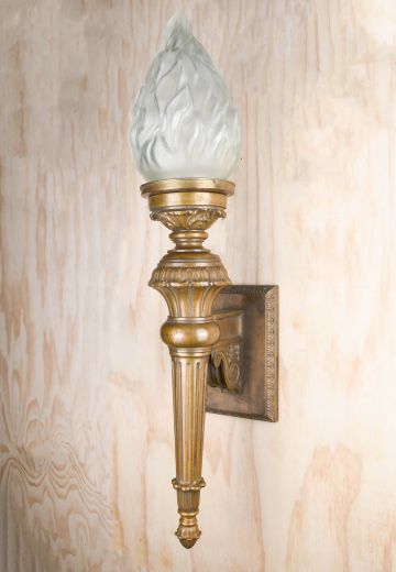 Oversize Antique Brass Torch Style Wall Sconce