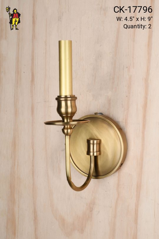 Satin Brass Single Candle Wall Sconce