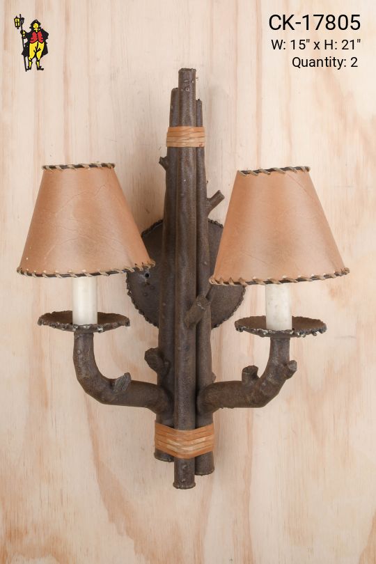 Wooden "Tree" Two Candle Wall Sconce