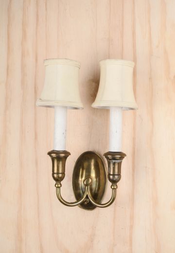 Simple Antique Brass Two Candle Wall Sconce
