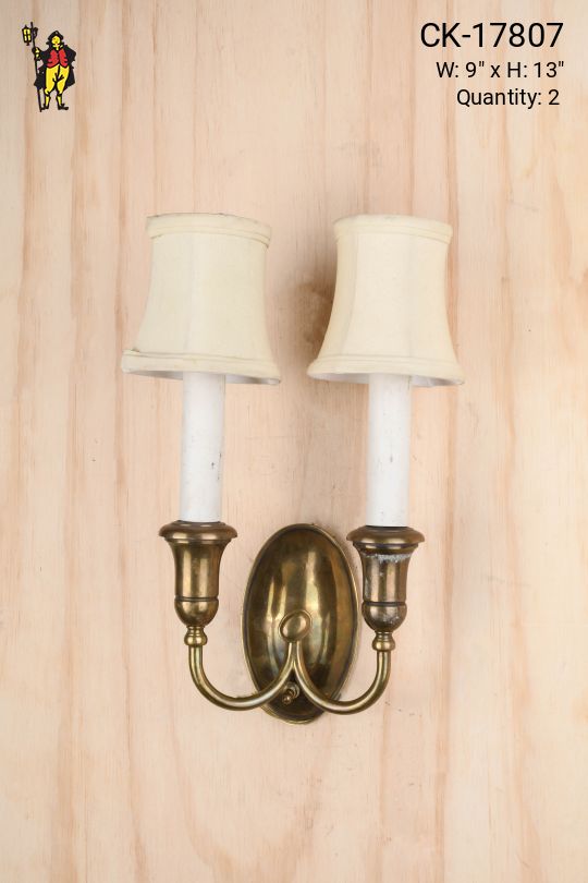Simple Antique Brass Two Candle Wall Sconce