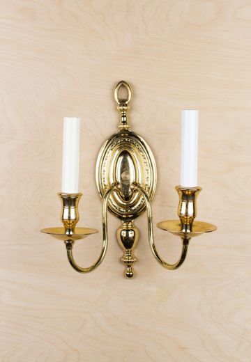 Two Light Polished Brass Wall Sconce