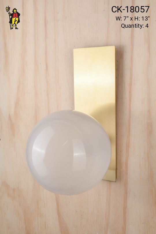 Modern Brass Wall Sconce w/Single Frosted Glass Globe