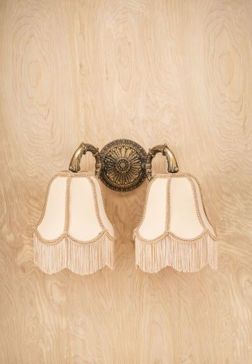 Two Light Bronze Wall Sconce With Shades