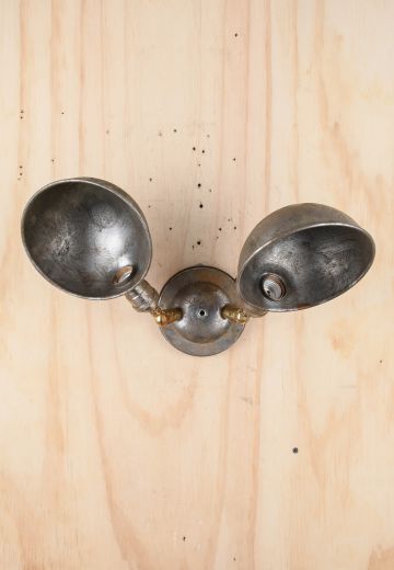 Distressed Two Light Metal Shaded Directional Wall Light