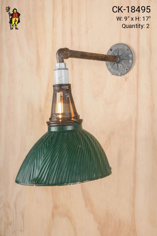 Green Glass Shaded Down Light Wall Sconce