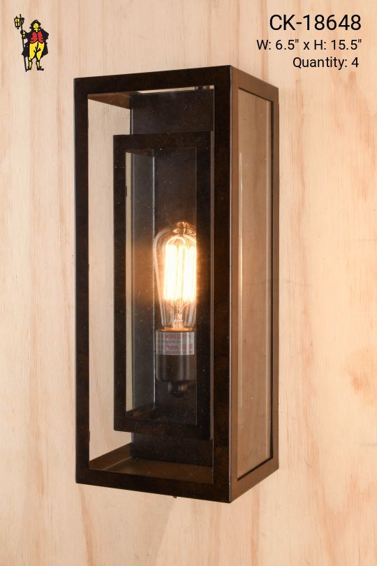 Bronze & Clear Glass Rectangular Wall Lantern