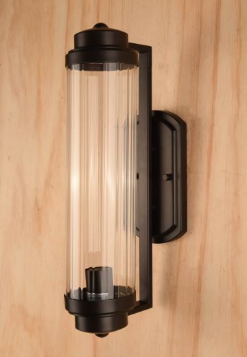 Bronze Ribbed Glass Modern Lantern Style Wall Sconce
