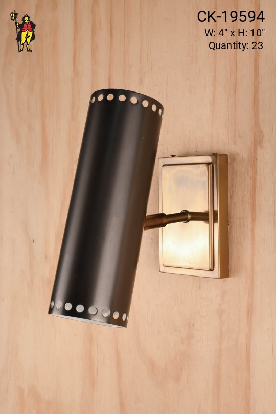 Black & Brass Adjustable Swivel Wall Sconce