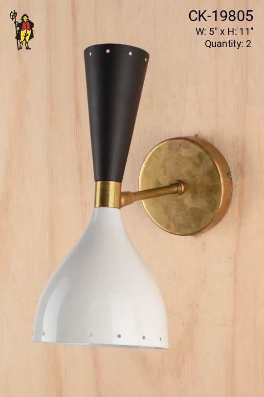 White & Black Mid Century Modern Up-Down Adjustable Wall Sconce