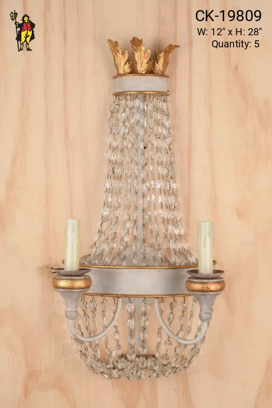 Two Candle Crystal Basket Wall Sconce