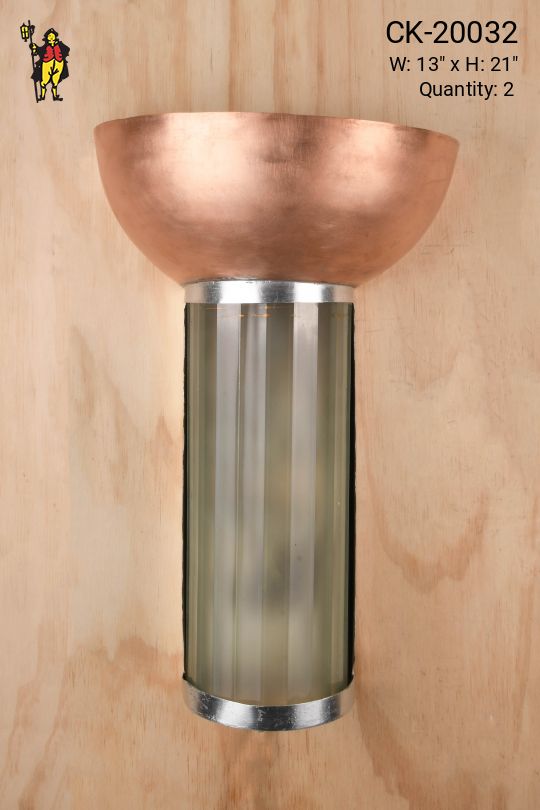 Glass & Pewter Pocket Wall Sconce