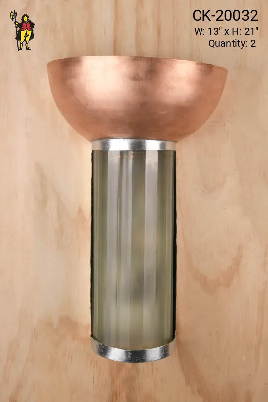 Glass & Pewter Pocket Wall Sconce